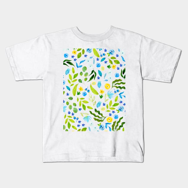 Water color Floral Pattern Artwork Kids T-Shirt by Clicky Commons